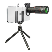 Objectif téléobjectif 18X avec trépied pour téléphones iPhone/iPad/Android, mise au point manuelle, verre optique, moule privé
