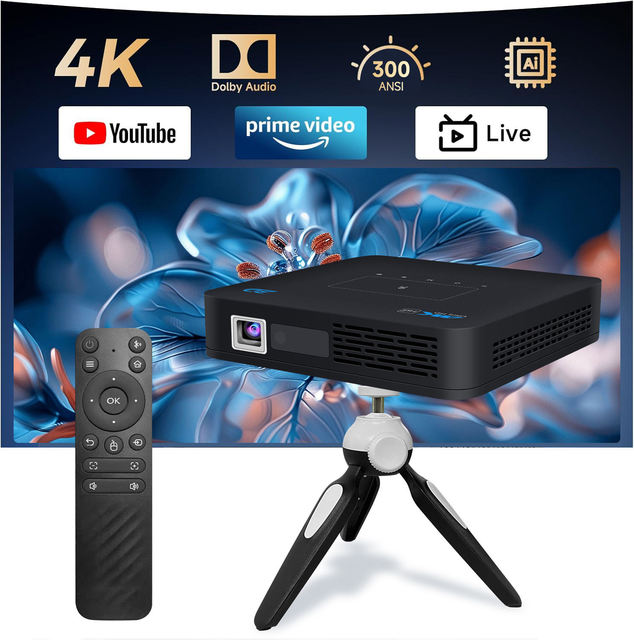 Full HD 1080P DLP LED Android 9 3D Ready 300 Lumens 4K Support Short Throw Portable Mini Projector Smart TV Mobile Phone