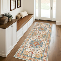 YouZhi Floral Tufted Anti-Slip Boho Living Room Rug 60x150cm Bedroom Runner Carpet Vintage Low Pile Washable Outdoor Prayer