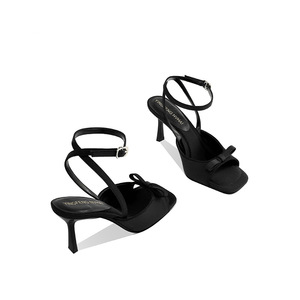 Sandales à talons hauts pour femmes, grande taille, à bout carré, avec nœud, style bouche <span class=keywords><strong>de</strong></span> poisson - Product Image 4