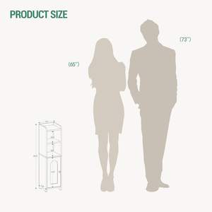 Armoires étroites pour papier toilette, organisateur de salle de bain, armoire de rangement, armoire d'angle au sol avec portes et étagère réglable - Product Image 2