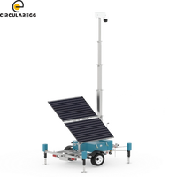 Tour de surveillance solaire mobile Circularegg ST890 avec double caméra HD, panneau 250 W, batterie LiFePO4 et stockage cloud pour chantier de construction à distance