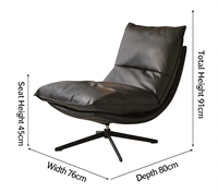 Fauteuil simple minimaliste moderne, fauteuil inclinable pivotant de style nordique, chaise de loisirs pliable pour salon, balcon et bureau