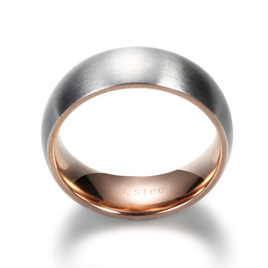 Stainless Steel <b>Couple</b> <b>Rings</b> 6 8 Mm Brushed Simple Design Wedding Band Unisex Rose Gold Black Color - Product Image 5