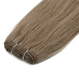 Extensions de cheveux humains de qualité supérieure, double trame, trame Genius, sans retour, cheveux brun clair, trame longue, extrémités épaisses, cheveux vierges Remy - Product Image 1