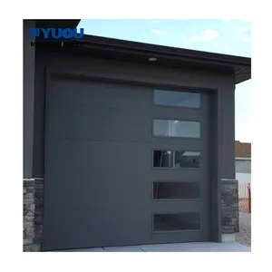 Porta sanduíche seccional de vidro automática para garagem, painel de aço para armazém ou logística, porta de metal externa