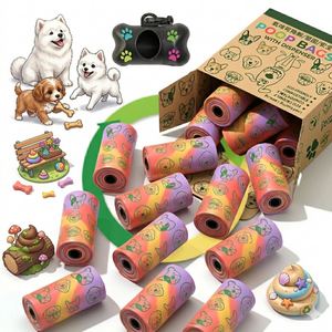 Sacs à déjections canines personnalisés OEM à base de plantes avec distributeur, extra épais, compostables - Product Image 1