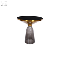 Meubles design haut de gamme Table basse cloche en laiton à base de verre transparent