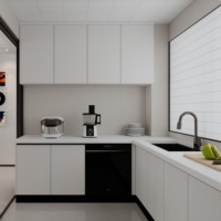 Meubles de cuisine modulaires en bois MDF de conception moderne, prêts à assembler, personnalisables, fabriqués en Chine, par Aige