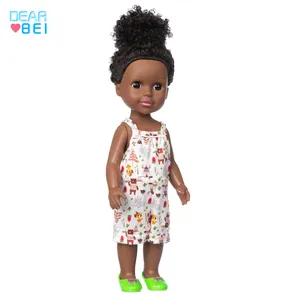 Американская кукла девочка по-настоящему мне 14-дюймовый кукла с коричневый глаза, черный-коричные вьющиеся волосы с теплыми нейтральный оттенками