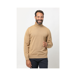 Pulls beiges confortables à col rabattu et à manches longues, coupe droite, de grande qualité pour l'exportation - Product Image 1