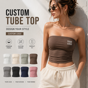 Top Corto Personalizado para Mujer, de Algodón y Elastano, Sin Tirantes, Ajustado, Color Sólido Básico de Verano, Logotipo Personalizado, Marca Privada - Product Image 1