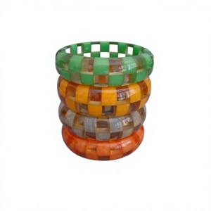 Newly Classic Geometric Pattern Acrylic Resin Bangle Sets Black <b>White</b> <b>Bracelets</b> Fancy Design Unisex Jewelry Gift Stylish - Product Image 6