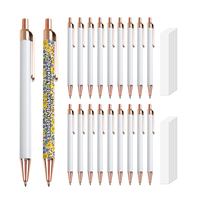 Stylo avec logo, vente en gros personnalisée, stylos à sublimation, stylos à bille en métal, blancs pour sublimation avec film rétractable pour fournitures scolaires