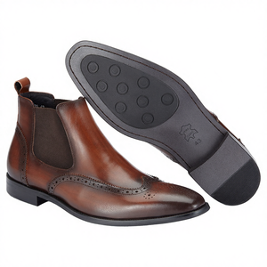 Botas Chelsea de Estilo Británico para Hombre, de Cuero Genuino, de Caña Alta, Zapatos de Negocios, Botas Cortas Transpirables de Invierno, Sin Cordones - Product Image 3