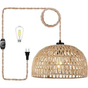 <b>Retro</b> Hemp Rope Chandelier Oval Shape Single Head LED <b>Light</b> For Home Coffee Shop Bar Restaurant <b>Ceiling</b> Lamp - Product Image 5