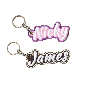 Processing Customized Name Words Logo Design And Production Of Long Pendant Computer Embroidery Key Chain