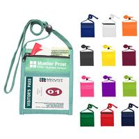Pochette de cou multifonctionnelle personnalisée avec cordon, porte-cartes d'identité et de visite pour conférence, sérigraphiée