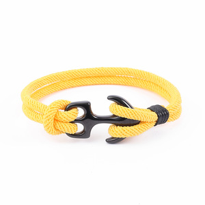 Personalized Jewelry Gift for Unisex Double Layer Milan Rope Nautical <b>Wrap</b> Bracelet <b>Black</b> Stainless Steel Anchor Cuff Bracelet - Product Image 6