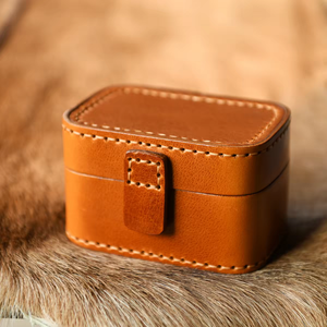 Estuche para Llaves de Cuero de Grano Completo Hecho a Mano, Rectangular, Estilo Clásico, Cierre Magnético, Estuche de Almacenamiento Marrón OEM - Product Image 1