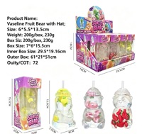 Jouet à presser en forme d'ours fruité mignon avec chapeau, en TPR transparent, gelée souple, anti-stress, jouet de décompression pour enfants de 5 à 7 ans