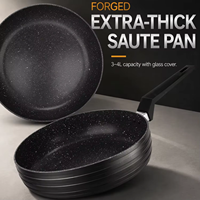 Poêle à frire antiadhésive extra épaisse de haute qualité, forgée, avec couvercle en verre, design moderne, construction métallique pour une utilisation domestique en cuisine