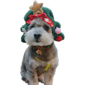 Christmas Dog Hat With <b>Tree</b> Design Fleece Warm Winter Headband For Pets Size M 10-15 Lbs - Product Image 1