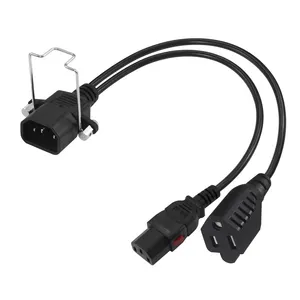 Custom Iec 1 2 Way Power Cord C14 To C13 Extension Cable With Nema 5-15R Receptacle