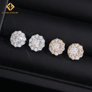 Hot Saling 8.8mm Moissanite <strong>Earring</strong> Rapper Fashion Diamond <strong>Earring</strong> <strong>Solid</strong> 18k Gold 925 <strong>Silver</strong> VVS1 Moissanite Iced Out <strong>Earrings</strong> - Product Image 1