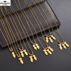 Zhongzhe personnalisé en acier inoxydable garçons filles enfants pendentif collier personnalisé à la main bricolage gravé <span class=keywords><strong>nom</strong></span> famille collier - Product Image 1