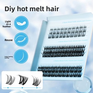 Hot Melt DIY de gran capacidad de un solo racimo de pelo sintético pestañas postizas mixtas naturales 3D denso rizado fábrica al por mayor - Product Image 5