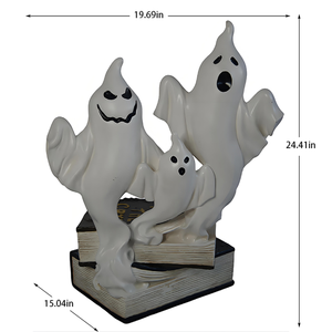 KW 2026 Estatua Duradera de Familia de Fantasmas de Halloween - Figura de Resina Impermeable Personalizable con Base de Libro para Fiesta Espeluznante y Casa Encantada - Product Image 4