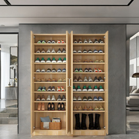 Zapatero de Madera Multicapa de Gran Capacidad Gabinete de Almacenamiento de Madera Maciza Metal Diseño Moderno y Sencillo para Entrada del Hogar