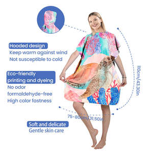 Lady <b>Beach</b> <b>Towels</b> Wholesale Absorbent Sand Free Printed Custom Logo Oversized Summer <b>Beach</b> Vacation Microfiber Ponchos <b>Women</b> - Product Image 2