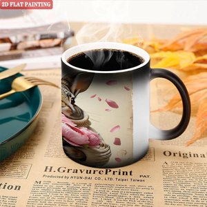Tasse à thé relaxante pour l'après-midi à la maison, noire givrée, 11 oz, en céramique, tasse magique changeante de couleur à la chaleur - Product Image 5