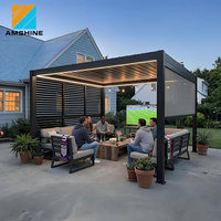 Pérgola de Aluminio para Exteriores con Techo de Láminas Eléctricas para un Espacio de Entretenimiento Moderno en el Patio Trasero