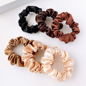 Hot Sale High-End Hair Accessory New Satin Fabric Scrunchie Solid Color Hair <b>Tie</b> and Hair Rope with Custom Logo - Product Image 4