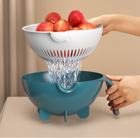 Pemotong Sayur Buah Multifungsi, Alat Dapur Putar Pemotong Sayuran dengan Keranjang Pengering 8 Buah Blender Pencincang Sayuran