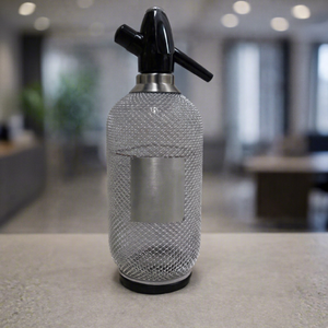 Stainless Steel Soda Siphon With Mesh Cover And Black nozzle - Product Image 1
