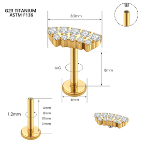 Pendientes de circonita de <span class=keywords><strong>doble</strong></span> fila hipoalergénicos al por mayor para mujer, aretes de titanio chapados en oro de moda para bodas y festividades, <span class=keywords><strong>piercing</strong></span> de <span class=keywords><strong>nariz</strong></span>. - Product Image 4