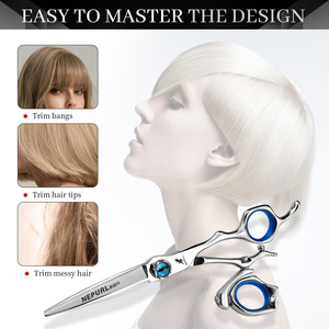 Set di Forbici Professionali Nepson da 6.0 Pollici in Argento, Forbici Piatte, Forbici Dentate, Forbici Sfilzatrici per <span class=keywords><strong>Parrucchieri</strong></span> e Barbieri - Product Image 2