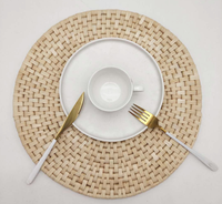 Napperons en rotin tissé écologique napperons en paille tressée ronde tapis de Table personnalisé