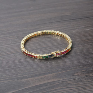 3Mm * 3mm Color Zirconium Tennis <b>Bracelet</b>, Exquisite Women's Personalized Zircon <b>Bracelet</b> Tanjing Fashion Lijing Necklace - Product Image 1