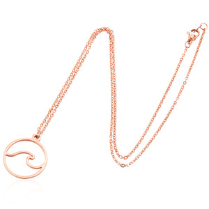 Collar <span class=keywords><strong>de</strong></span> Cadena <span class=keywords><strong>de</strong></span> Acero Inoxidable con Diseño <span class=keywords><strong>de</strong></span> Olas Oceánicas, Joyería Minimalista Surfistas, Gargantilla Circular Hawaiana - Product Image 5
