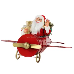 80 Custom Christmas Musical Animated Santa Claus Red Plane Decoration Figurine Holiday Ornament Christmas Hot Gifts Sacks Santa