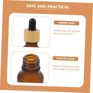 Hot Sale Multi-Size Frosted Matte Amber Cylinder Glass <b>Dropper</b> <b>Bottle</b> with Bamboo Lid for Skin Care Serum & Eye Drop - Product Image 4