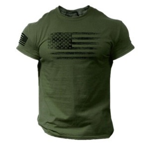 Camiseta de Manga Corta para <span class=keywords><strong>Hombre</strong></span>, Marca YY, Diseño de Águila con Bandera Americana, Algodón y Fibra de Bambú, Estilo Vintage, Verano, 300g de Peso de Tela - Product Image 5