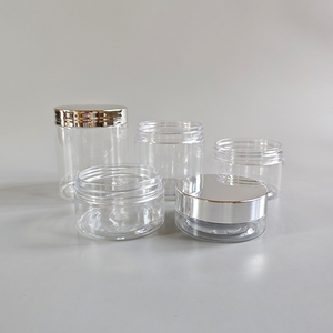 Contenitore in Plastica PET Trasparente con Logo Personalizzato, 50g 100ml 4oz 120ml 3oz 150ml 5oz 200g 250ml, con Coperchio Argento - Product Image 1