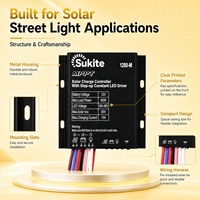 Contrôleur solaire Sukite Precise MPPT 1280 12V 15A 80W avec capteur de lumière intégré pour projet d'éclairage extérieur