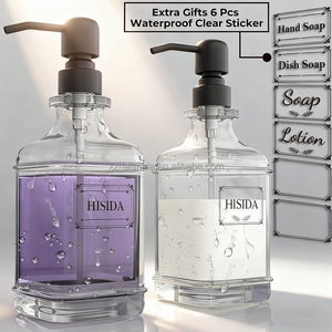 Botellas <span class=keywords><strong>de</strong></span> Vidrio para Jabón Líquido <span class=keywords><strong>de</strong></span> Lujo al por Mayor, 4OZ 8OZ 16OZ 18oz, Botella Cuadrada Transparente para Lavavajillas, Botella Vacía para Jabón Líquido con Bomba - Product Image 1